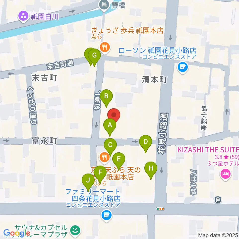 祇園pick up周辺のカフェ一覧地図