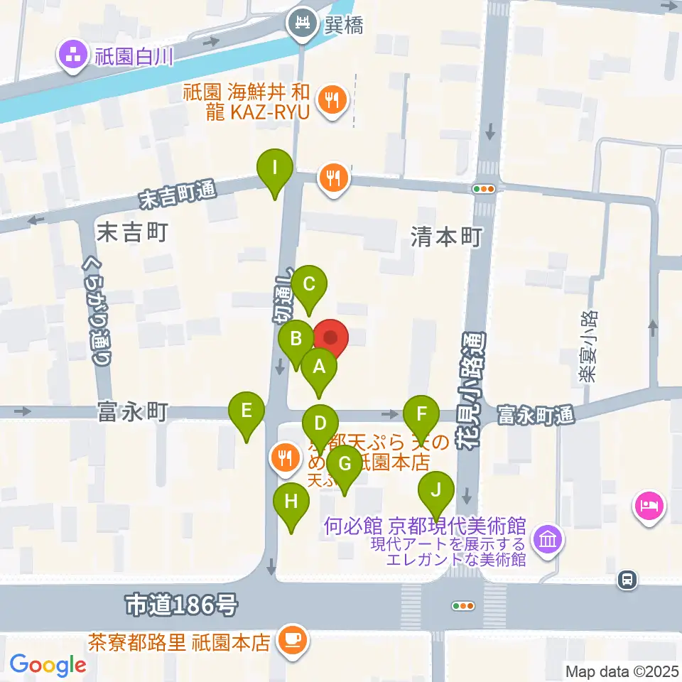 祇園pick up周辺のカフェ一覧地図