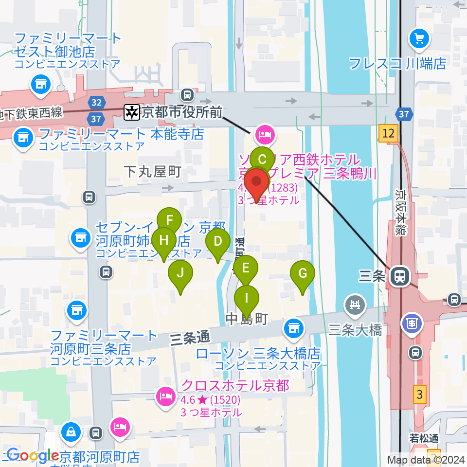 木屋町モダンタイムス周辺のカフェ一覧地図