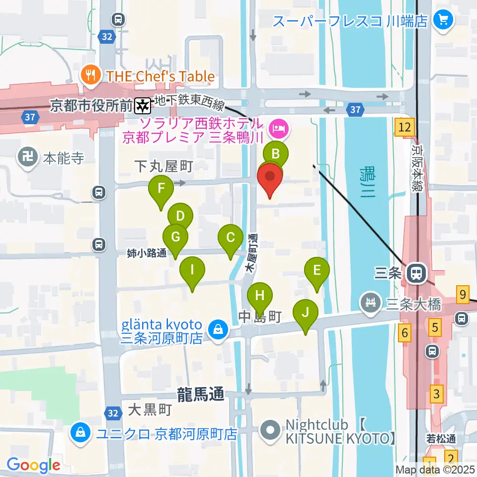 木屋町モダンタイムス周辺のカフェ一覧地図