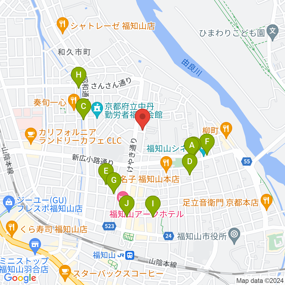 福知山STUDIO FARM周辺のカフェ一覧地図