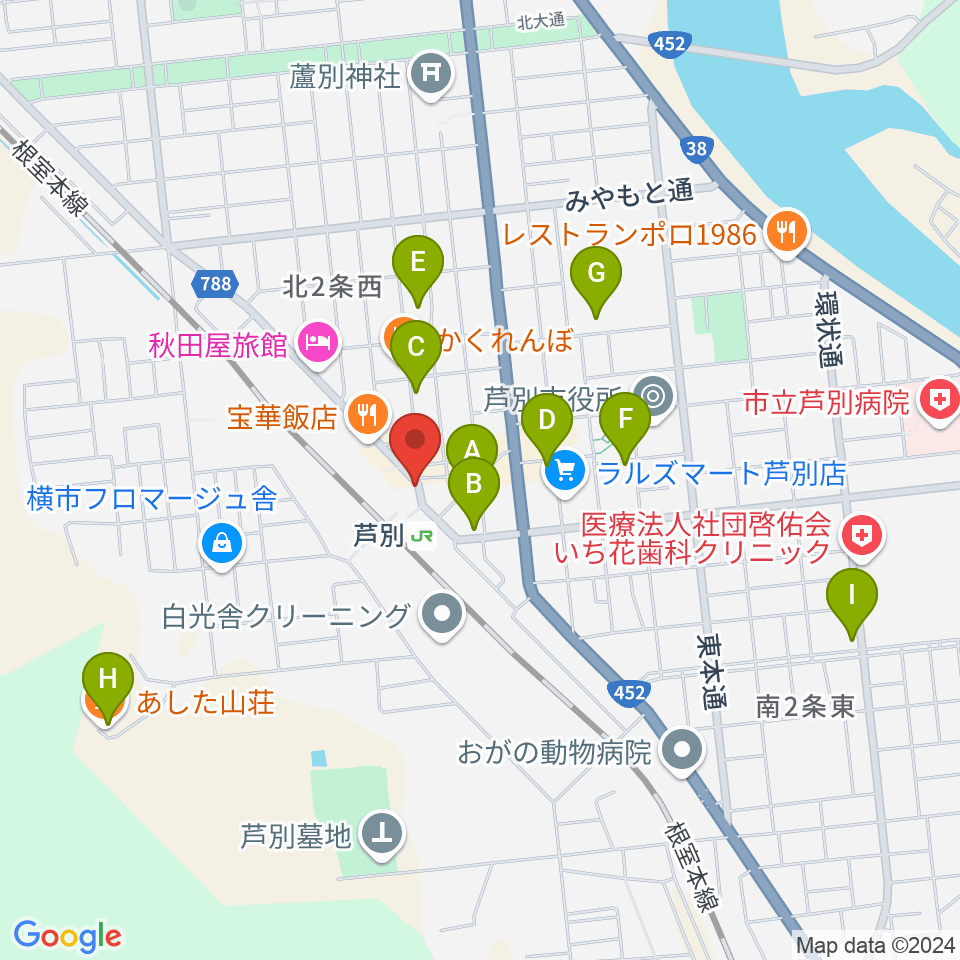 芦別ロックハウスディラン周辺のカフェ一覧地図