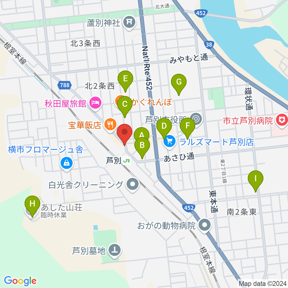 芦別ロックハウスディラン周辺のカフェ一覧地図