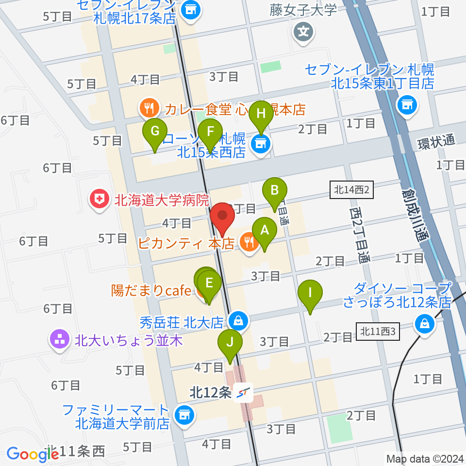 札幌LOG周辺のカフェ一覧地図