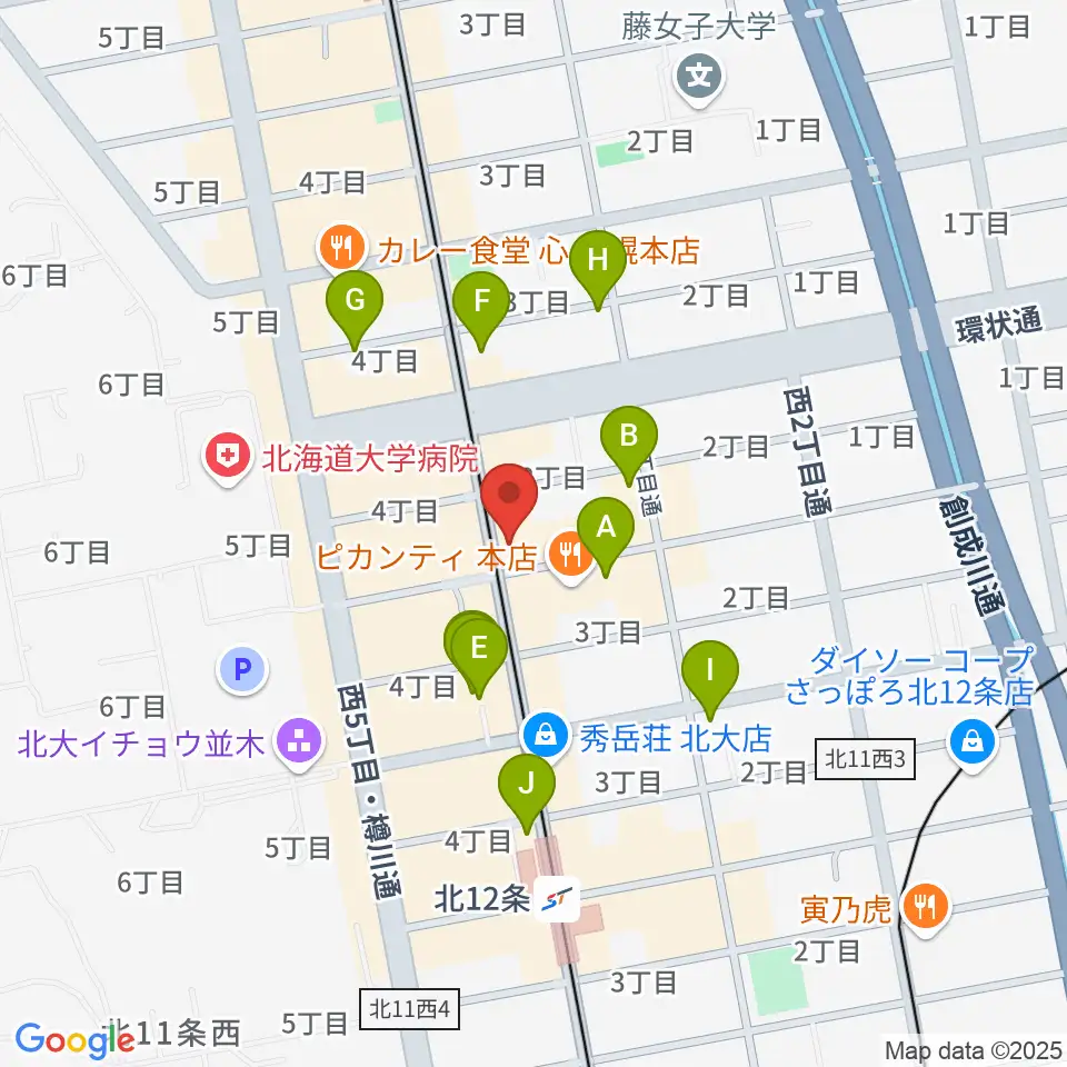 札幌LOG周辺のカフェ一覧地図