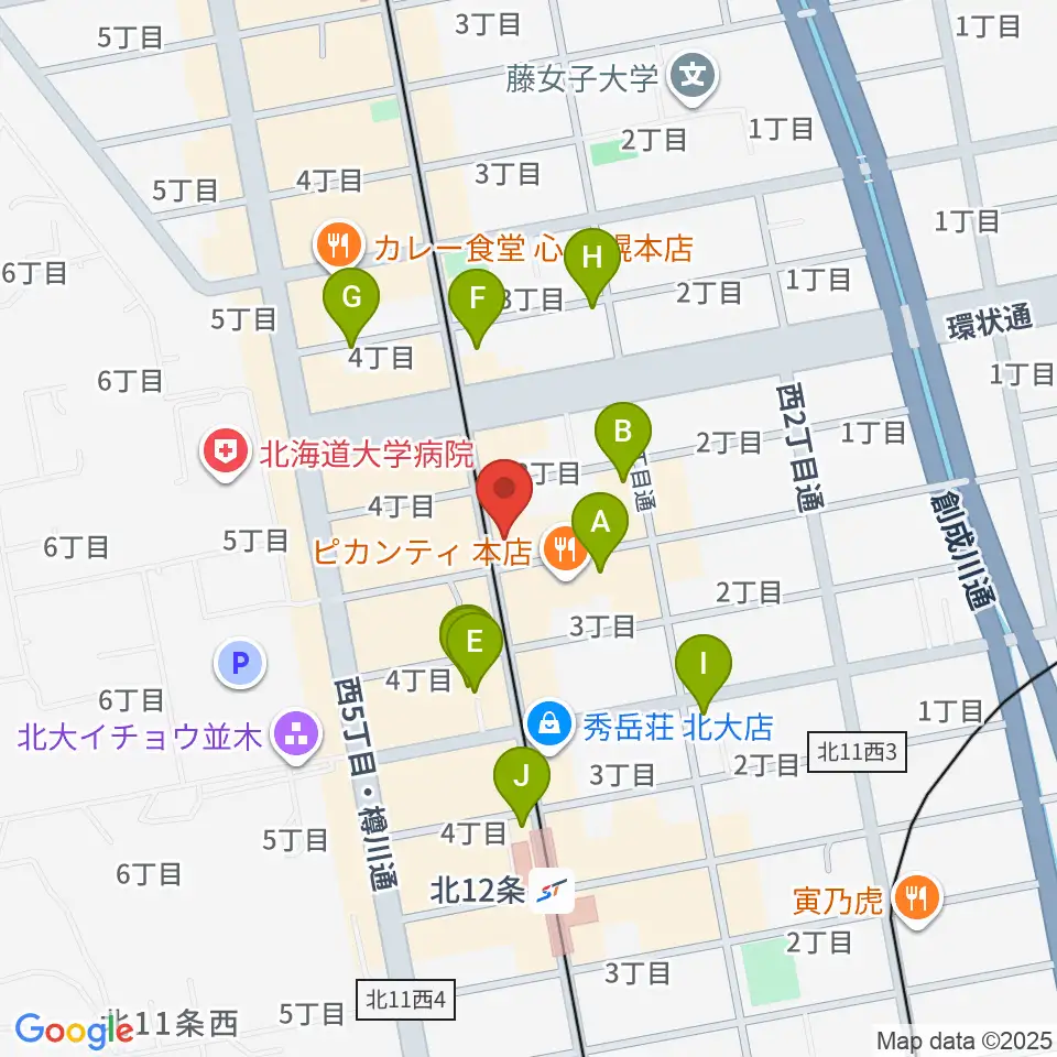 札幌LOG周辺のカフェ一覧地図