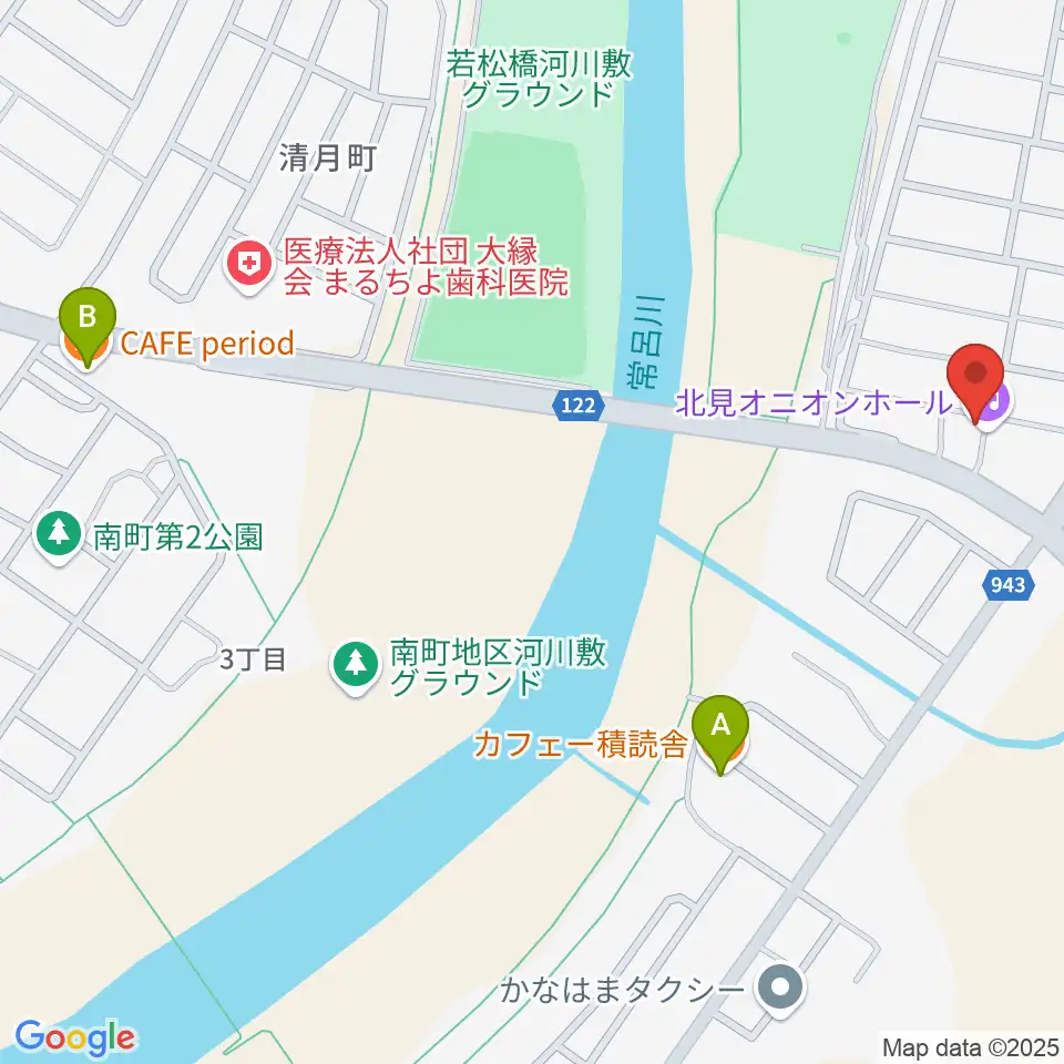 北見オニオンホール周辺のカフェ一覧地図