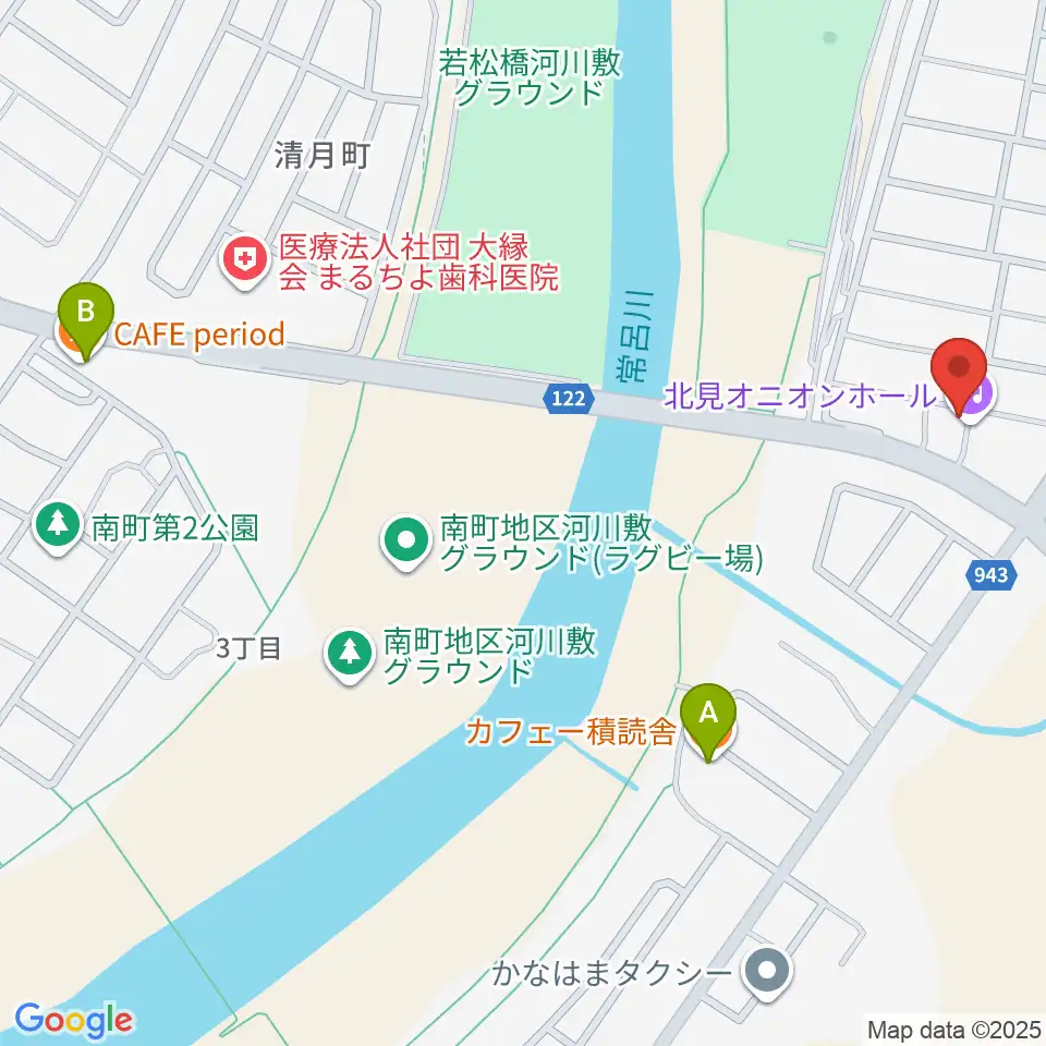 北見オニオンホール周辺のカフェ一覧地図