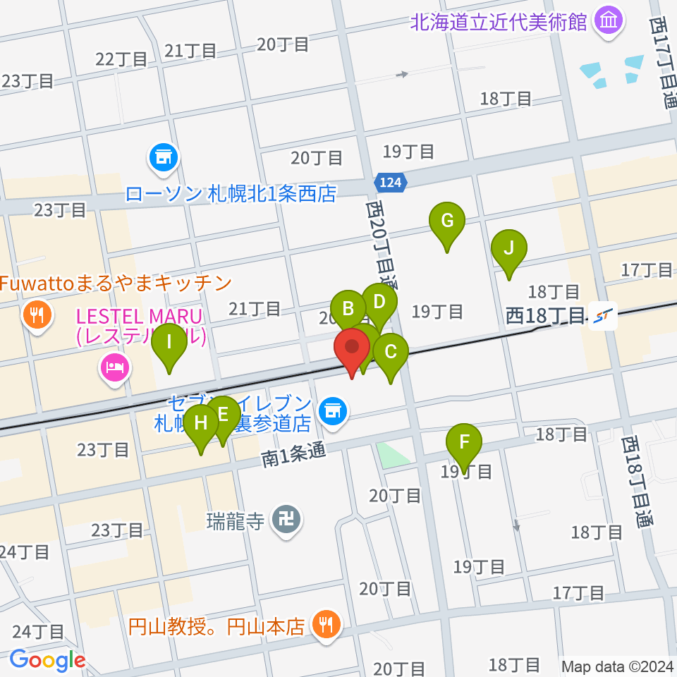 札幌くう COO周辺のカフェ一覧地図