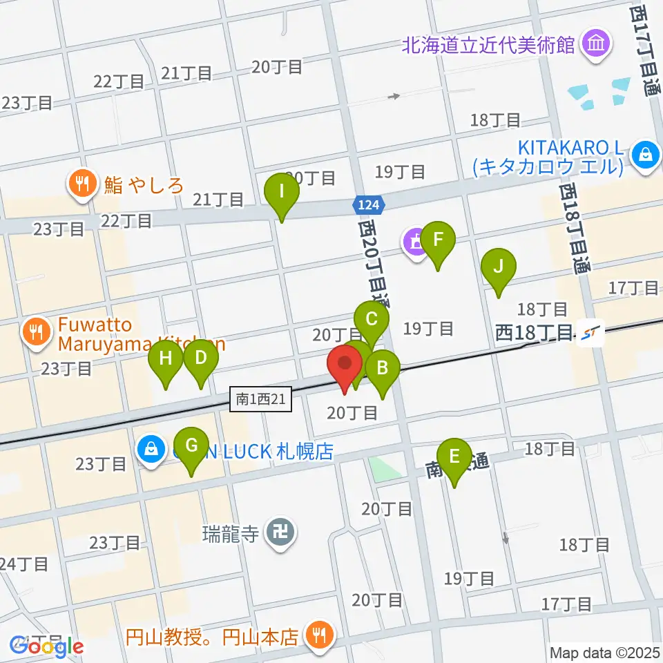 札幌くう COO周辺のカフェ一覧地図