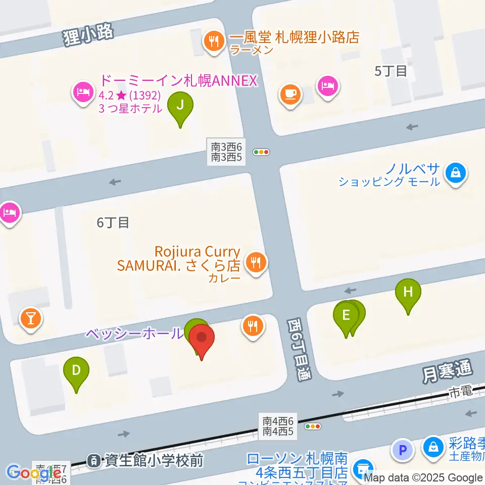BESSIE HALL周辺のカフェ一覧地図