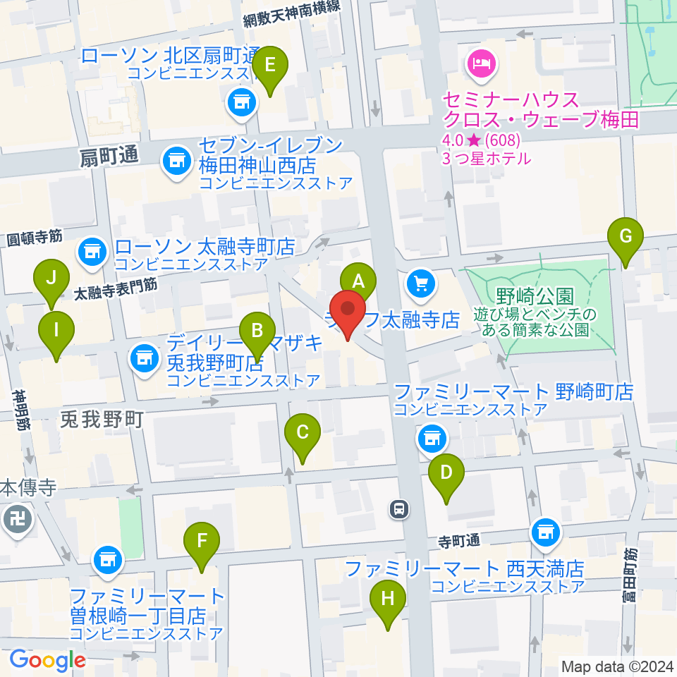 梅田ハードレイン周辺のカフェ一覧地図