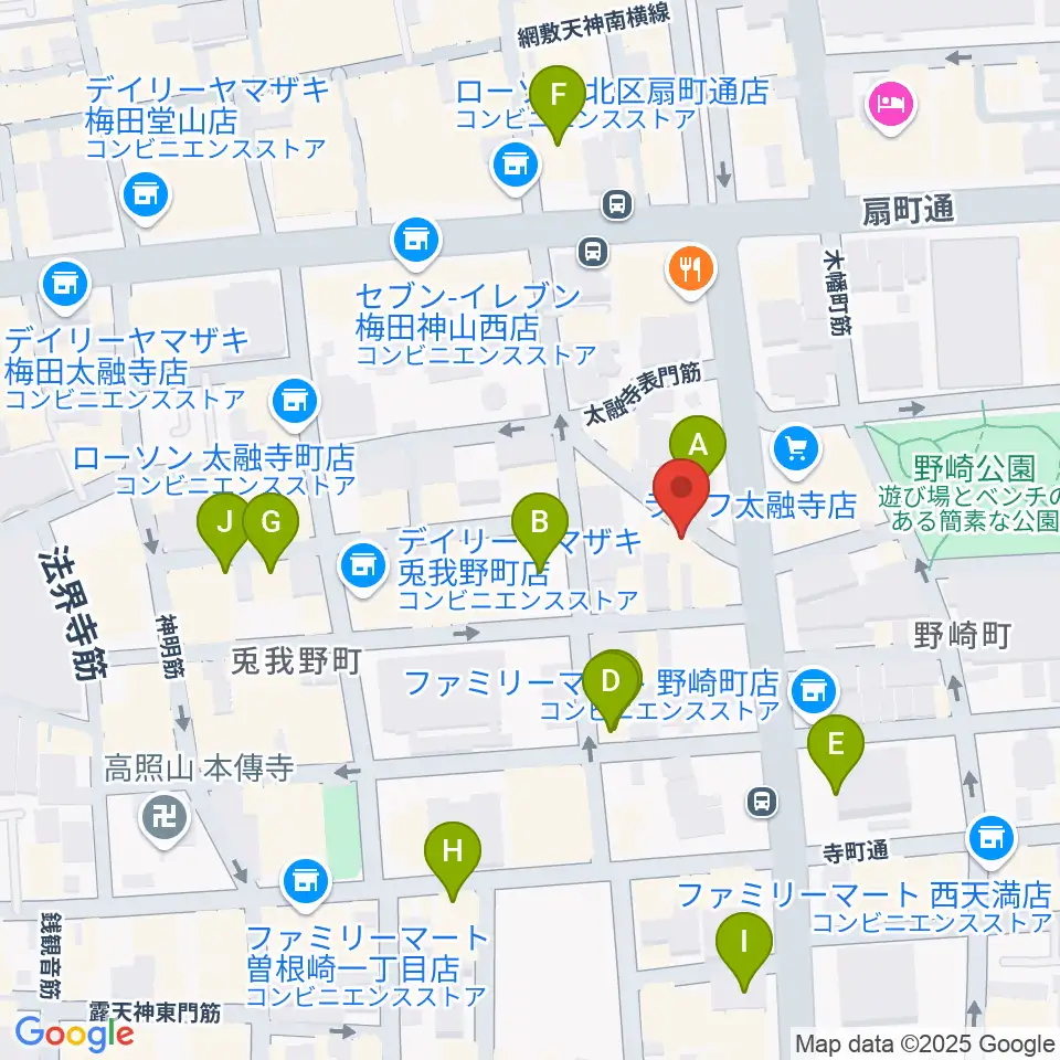 梅田ハードレイン周辺のカフェ一覧地図