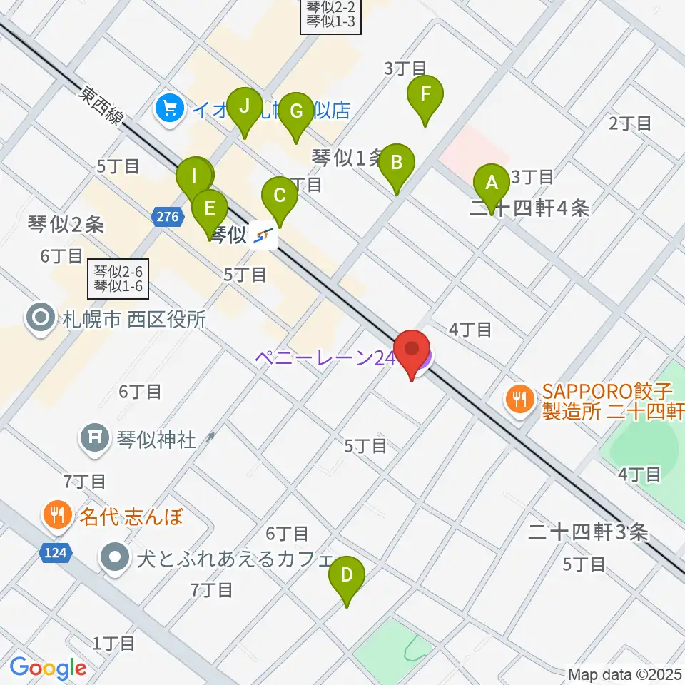 札幌ペニーレーン24周辺のカフェ一覧地図