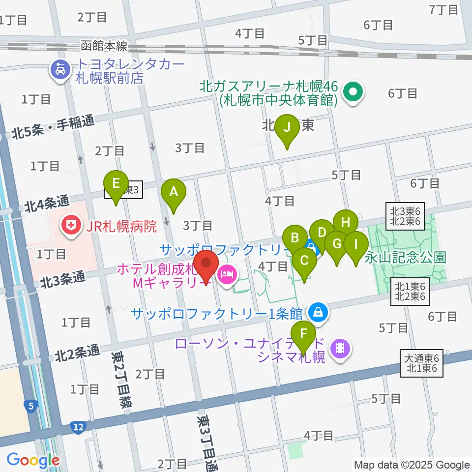 札幌cube garden周辺のカフェ一覧地図