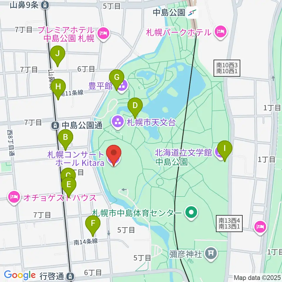 札幌コンサートホールKitara周辺のカフェ一覧地図
