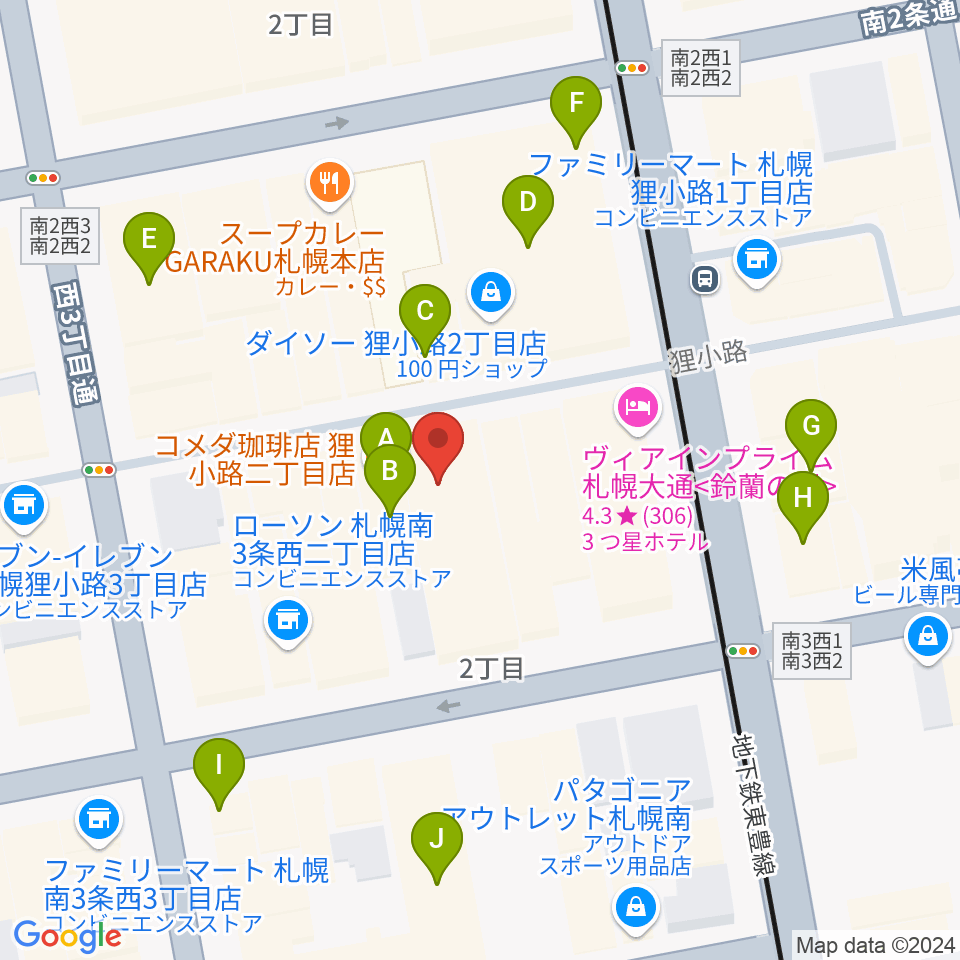 札幌mole周辺のカフェ一覧地図