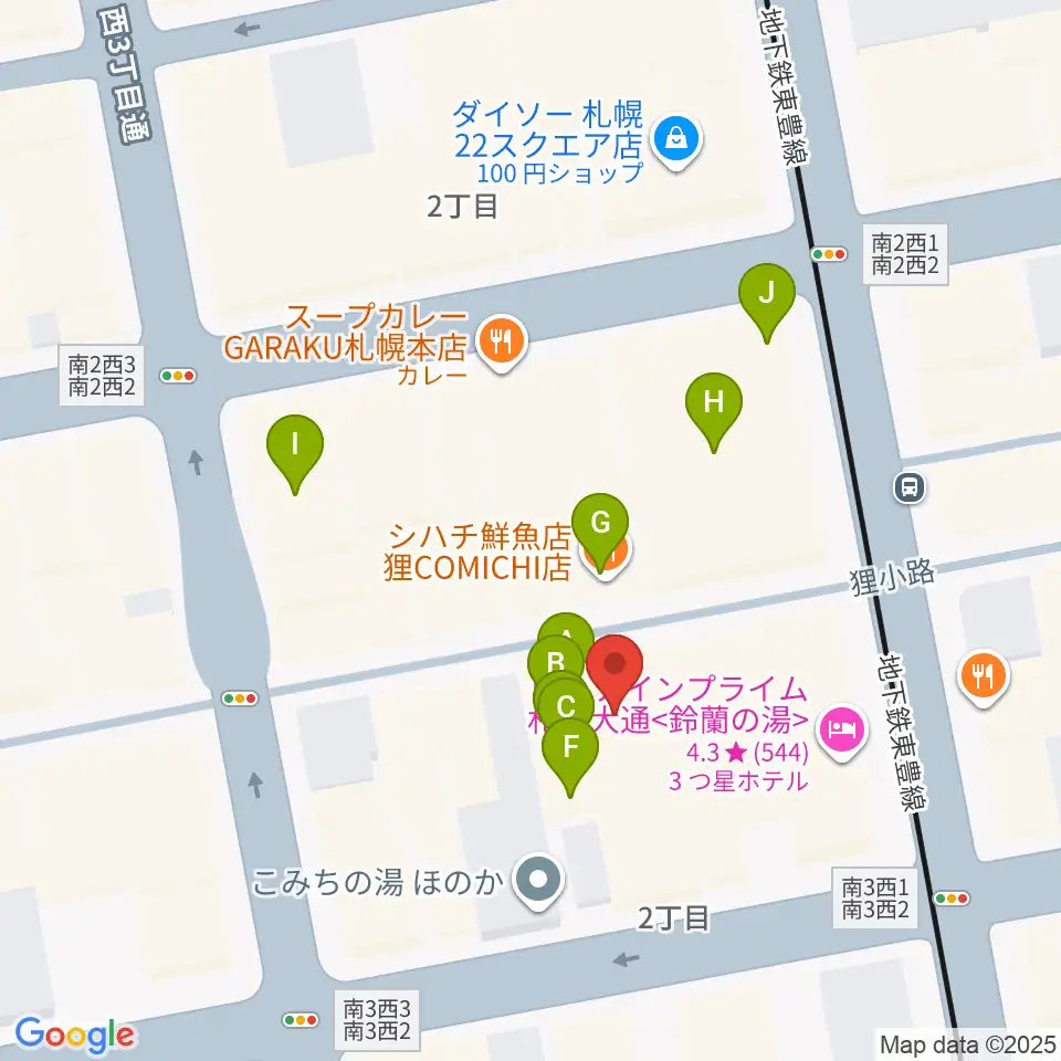 札幌mole周辺のカフェ一覧地図