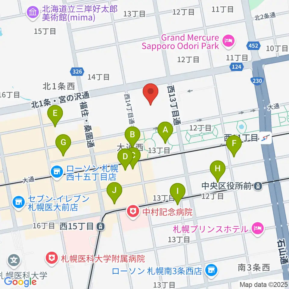 札幌市教育文化会館周辺のカフェ一覧地図
