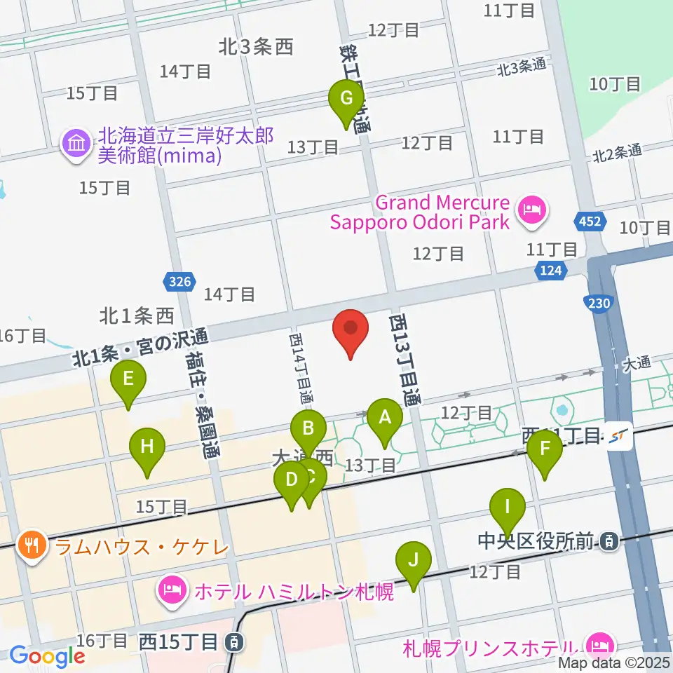 札幌市教育文化会館周辺のカフェ一覧地図