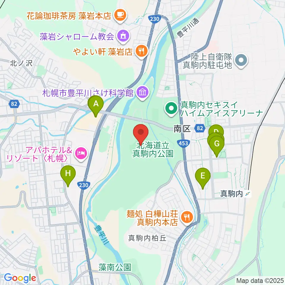 真駒内セキスイハイムスタジアム周辺のカフェ一覧地図