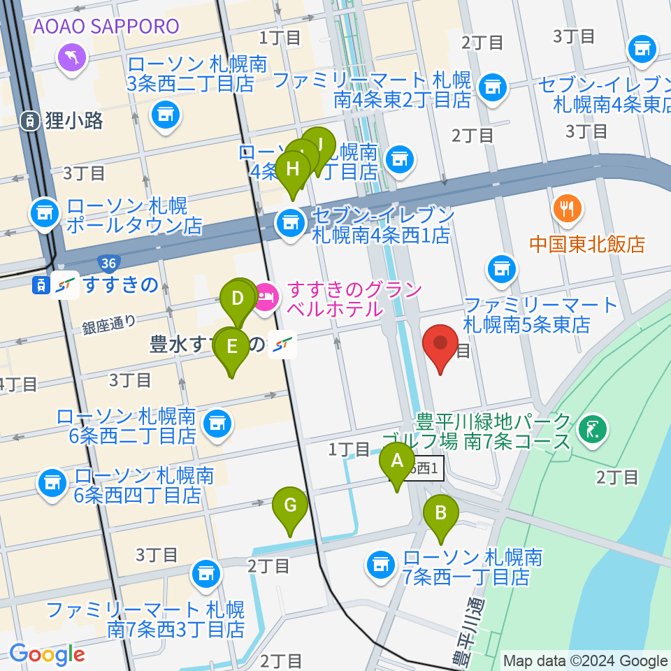 札幌PROVO周辺のカフェ一覧地図