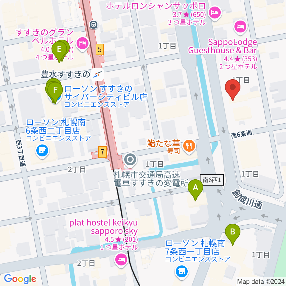 札幌PROVO周辺のカフェ一覧地図