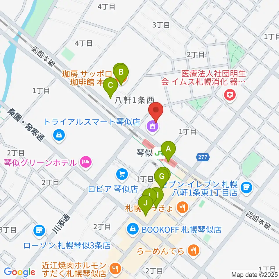 生活支援型文化施設コンカリーニョ周辺のカフェ一覧地図