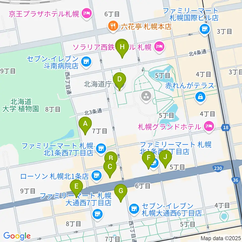 北海道立道民活動センター かでる2・7周辺のカフェ一覧地図
