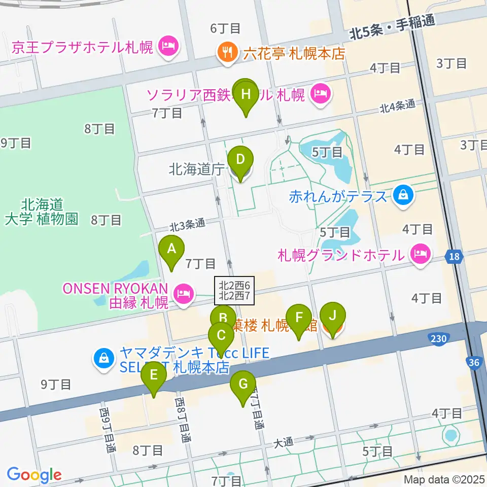北海道立道民活動センター かでる2・7周辺のカフェ一覧地図