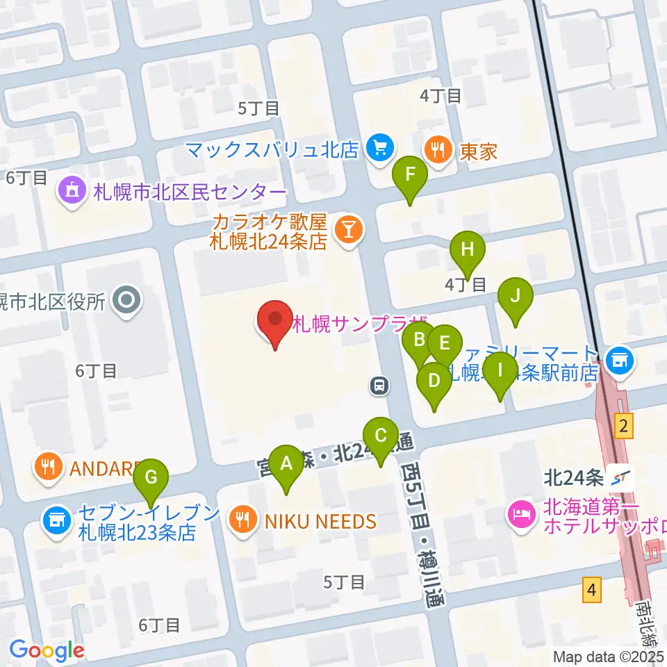 札幌サンプラザホール周辺のカフェ一覧地図