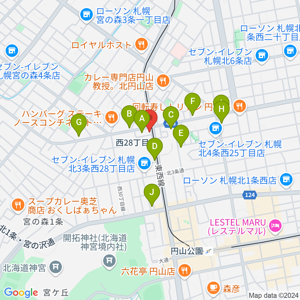 ジャムジカ周辺のカフェ一覧地図