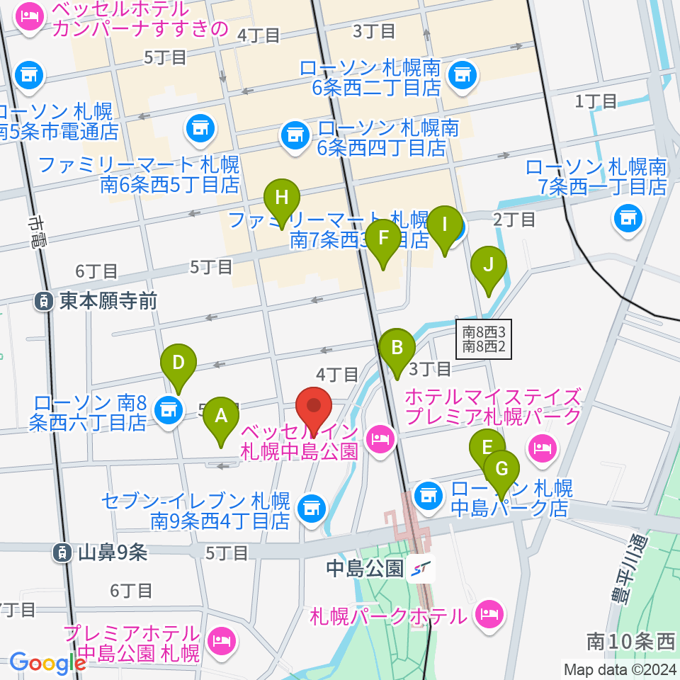 SUSUKINO 810周辺のカフェ一覧地図