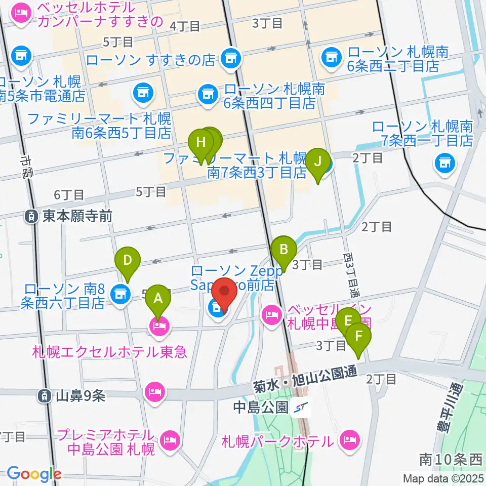 SUSUKINO 810周辺のカフェ一覧地図