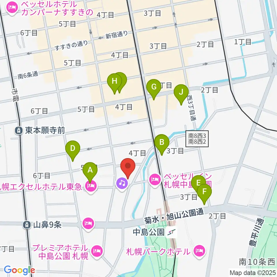 SUSUKINO 810周辺のカフェ一覧地図