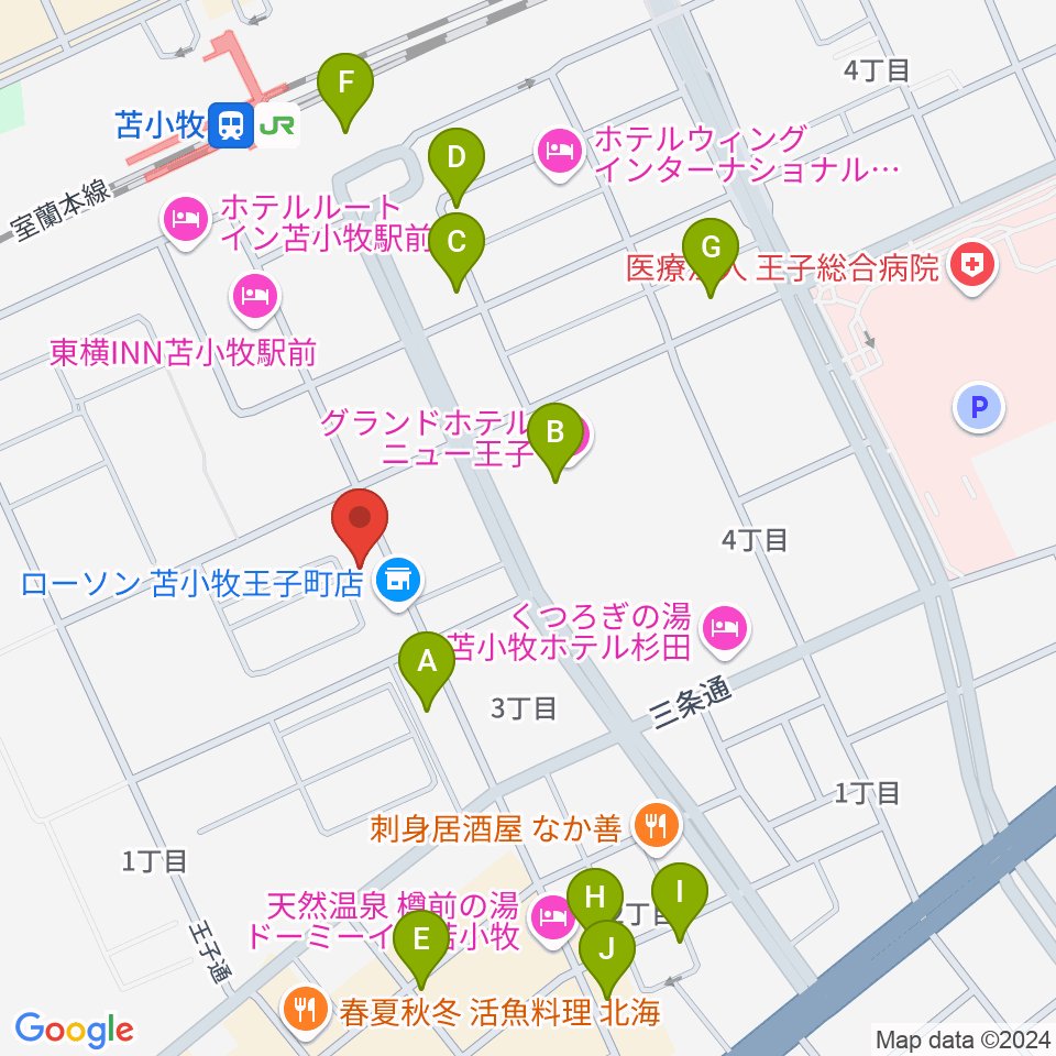 苫小牧エルキューブ周辺のカフェ一覧地図