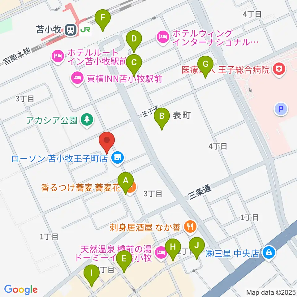 苫小牧エルキューブ周辺のカフェ一覧地図
