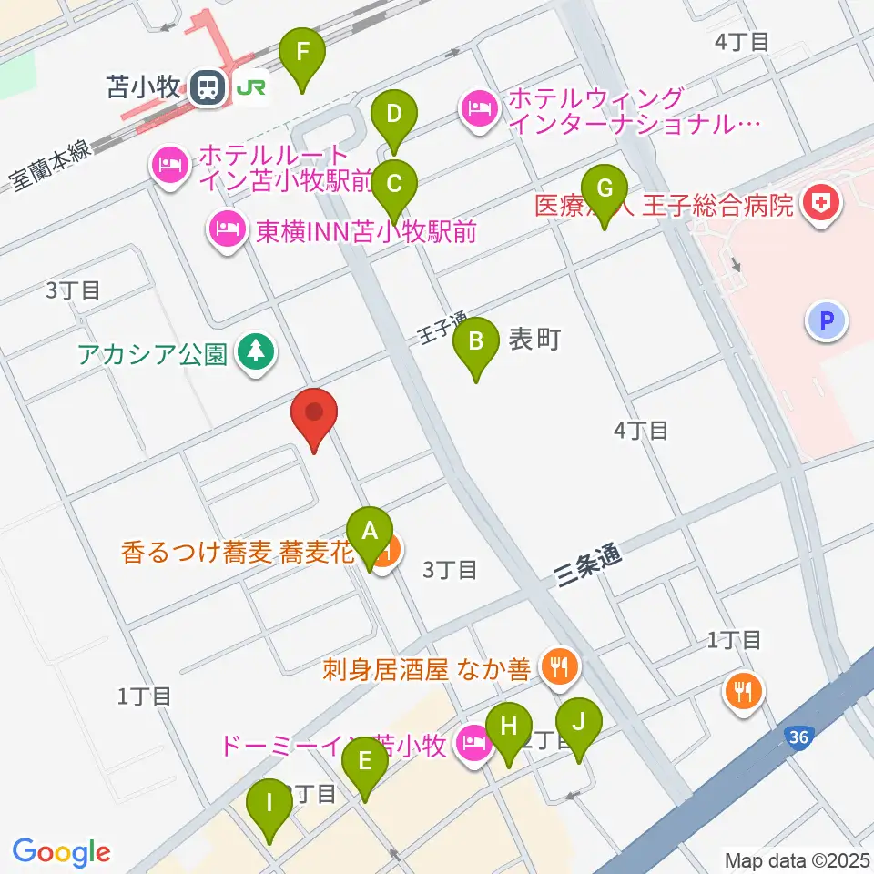 苫小牧エルキューブ周辺のカフェ一覧地図