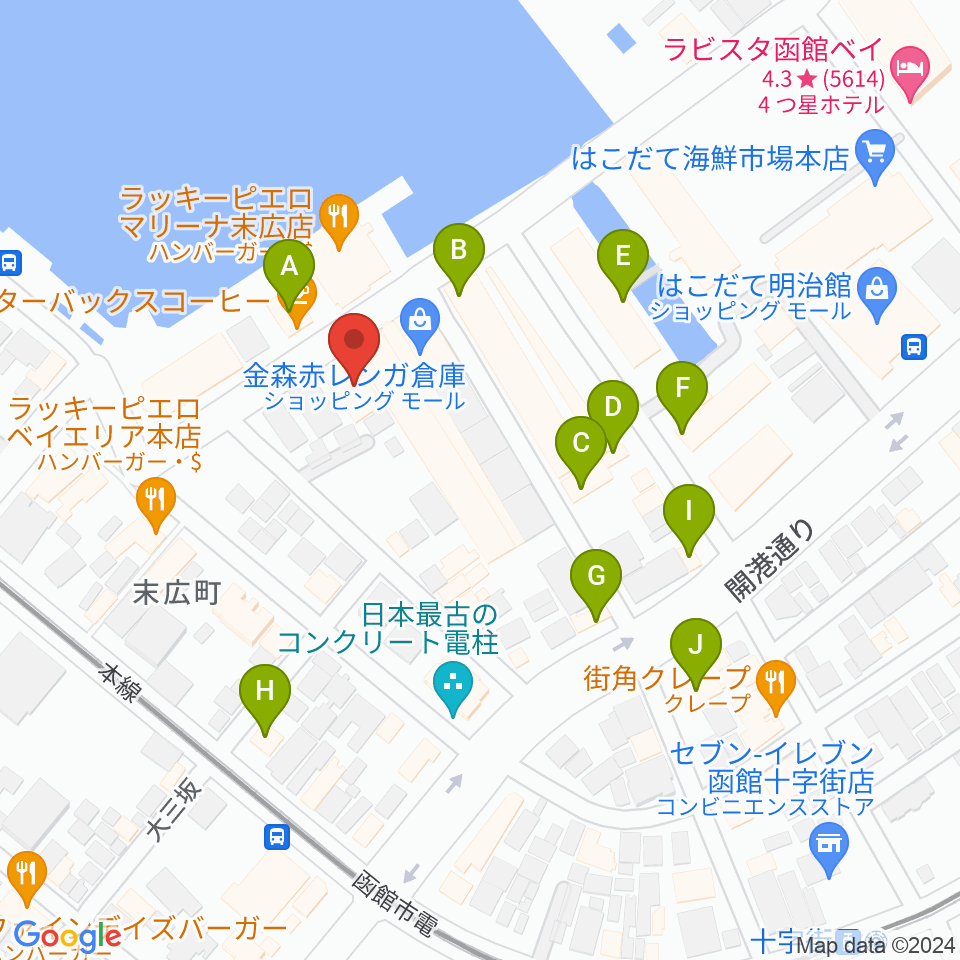 金森ホール周辺のカフェ一覧地図