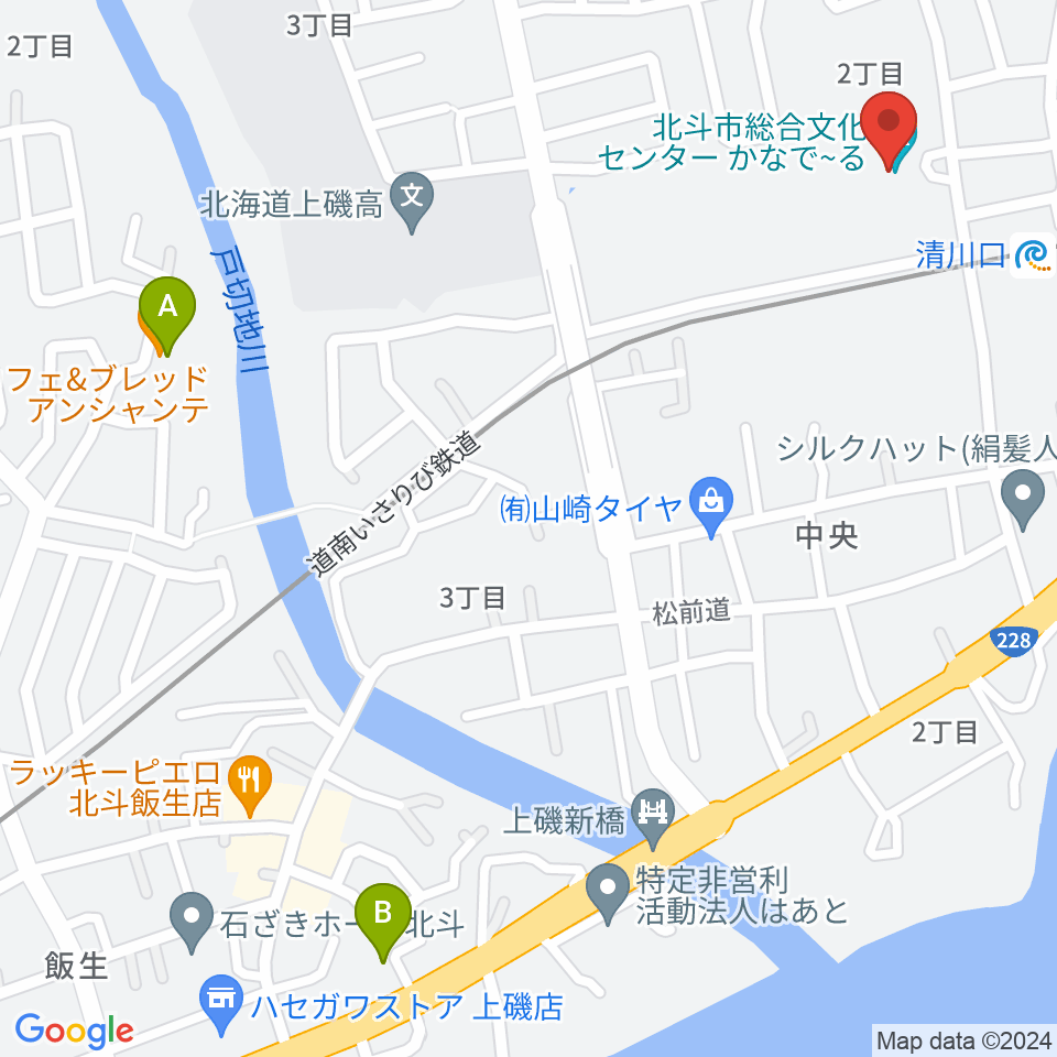 北斗市総合文化センター かなでーる周辺のカフェ一覧地図