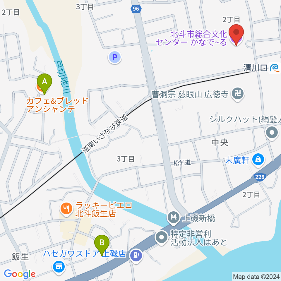 北斗市総合文化センター かなでーる周辺のカフェ一覧地図