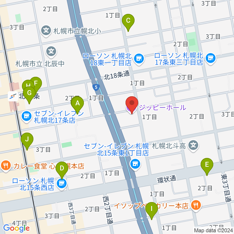 札幌161倉庫周辺のカフェ一覧地図