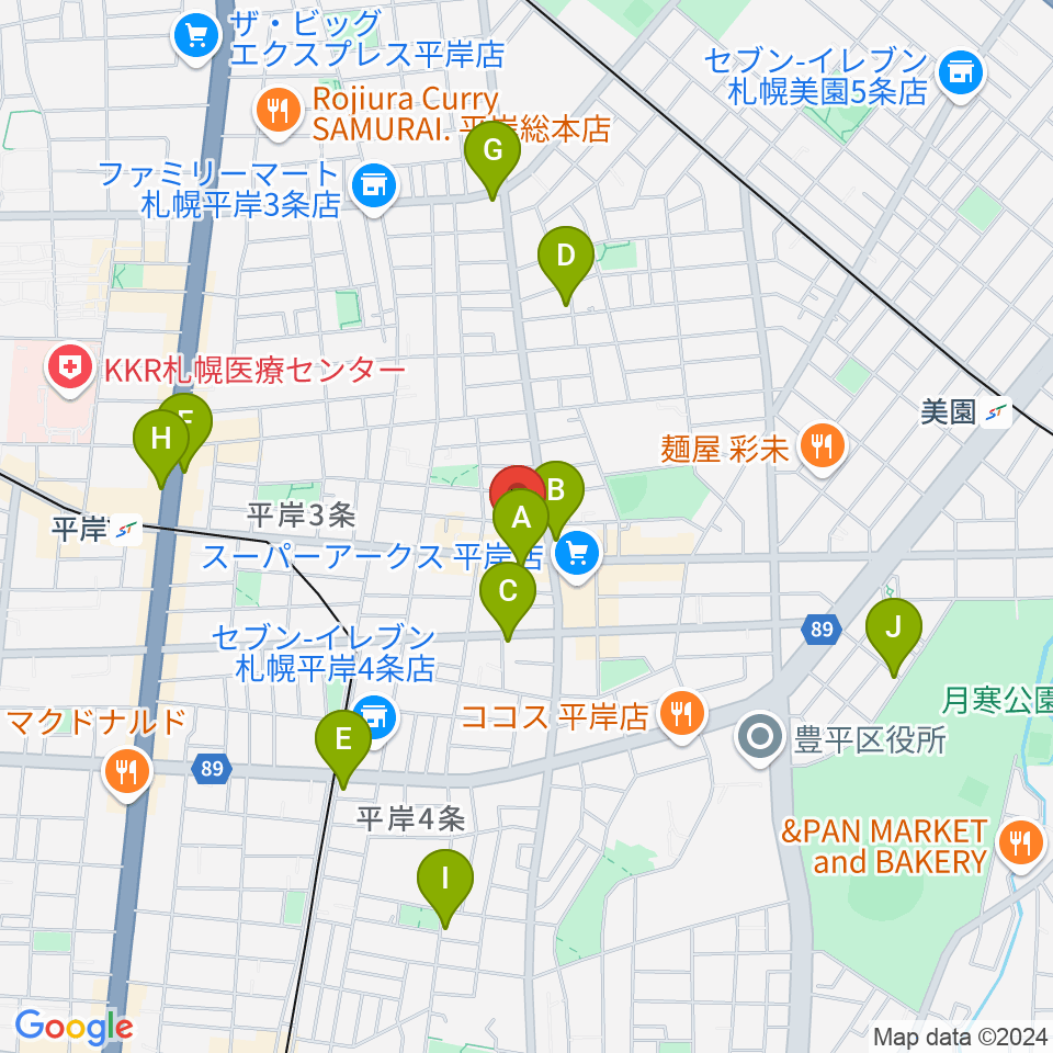 フライアーパーク周辺のカフェ一覧地図