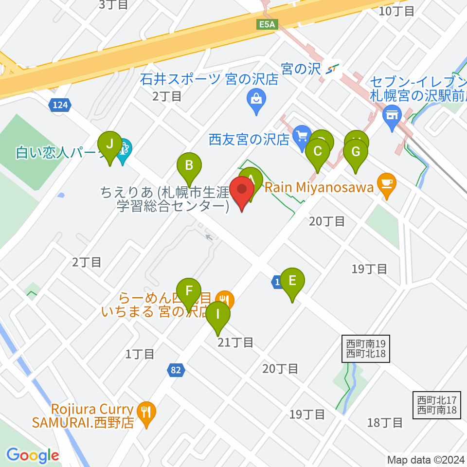 札幌市生涯学習センター ちえりあ周辺のカフェ一覧地図