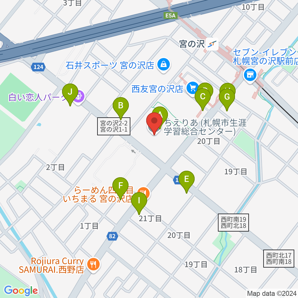 札幌市生涯学習センター ちえりあ周辺のカフェ一覧地図