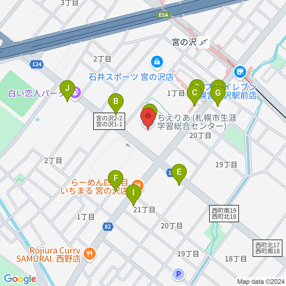 札幌市生涯学習センター ちえりあ周辺のカフェ一覧地図