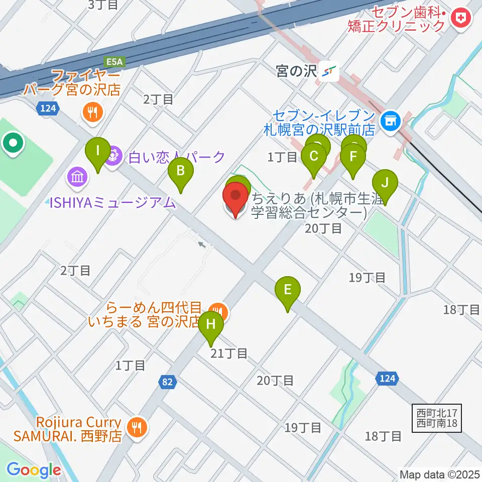 札幌市生涯学習センター ちえりあ周辺のカフェ一覧地図