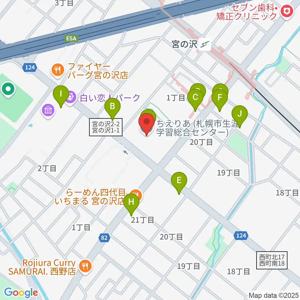 札幌市生涯学習センター ちえりあ周辺のカフェ一覧地図