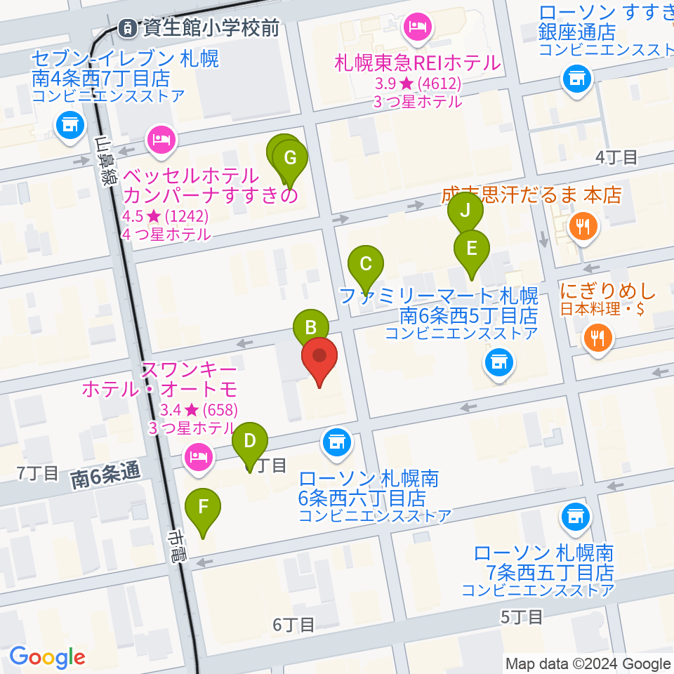 すすきのHOT TIME周辺のカフェ一覧地図