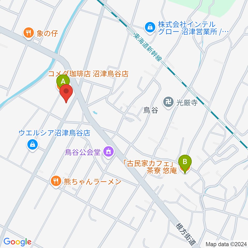 MUSIC LA FESTA周辺のカフェ一覧地図